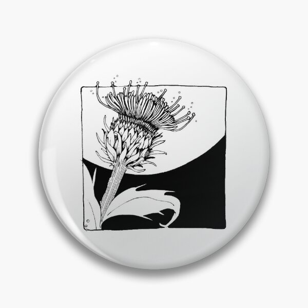 Item preview, Scottish thistle and moon design from original black and white pen and ink drawing  designed and sold by blackheartscot.
