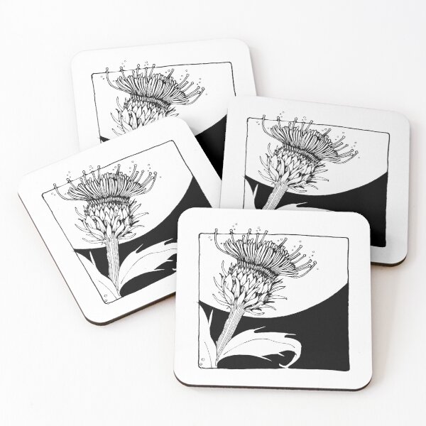 Item preview, Scottish thistle and moon design from original black and white pen and ink drawing  designed and sold by blackheartscot.