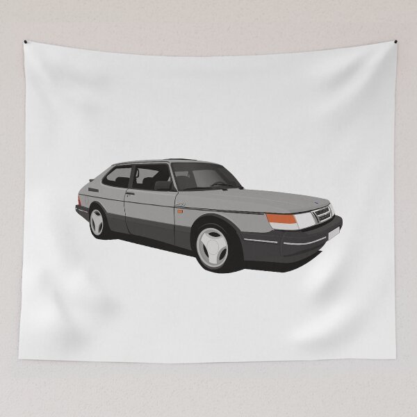 Item preview, Light gray SAAB 900 Turbo 16 Aero illustration designed and sold by knappidesign.