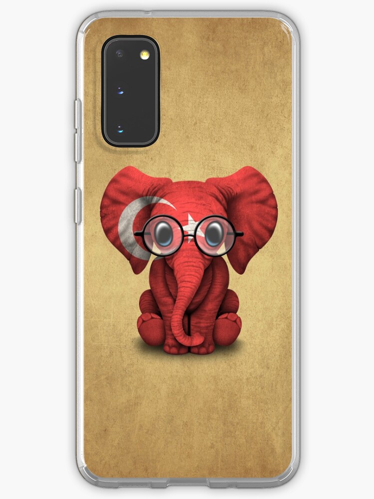 Coque Samsung Galaxy Bebe Elephant Avec Des Lunettes Et Drapeau Turc Par Jeffbartels Redbubble