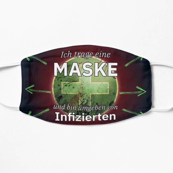 Mit Maske und von Infizierten umgeben. Maske