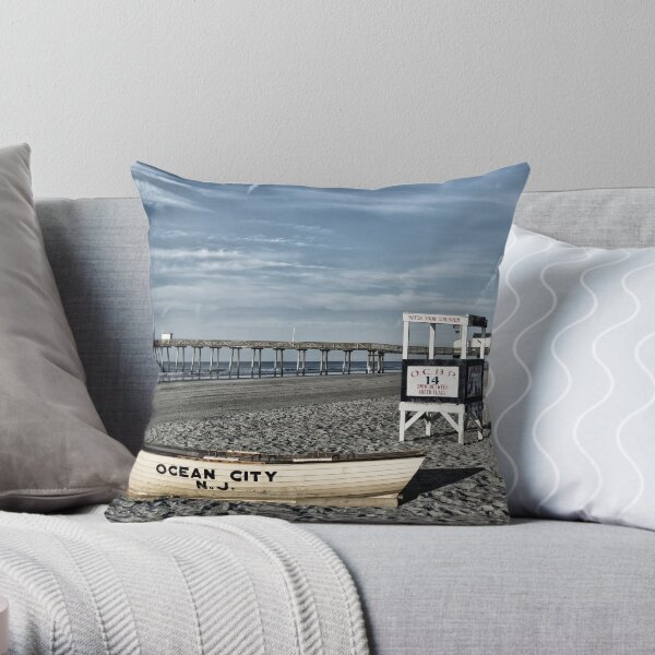 The Beach At Ocean City, NJ Throw Pillow