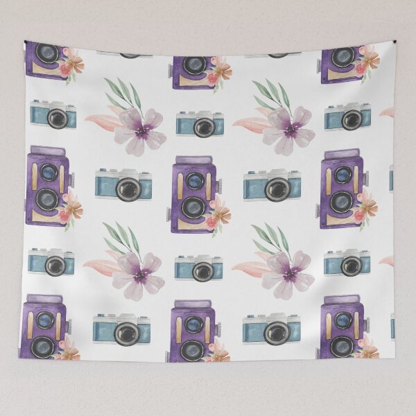 Item preview, Pretty Camera Flowers Photography Photographer| Blue Purple Flowers Watercolor | Pretty Face Masks Dust Masks  designed and sold by rdorsey8.