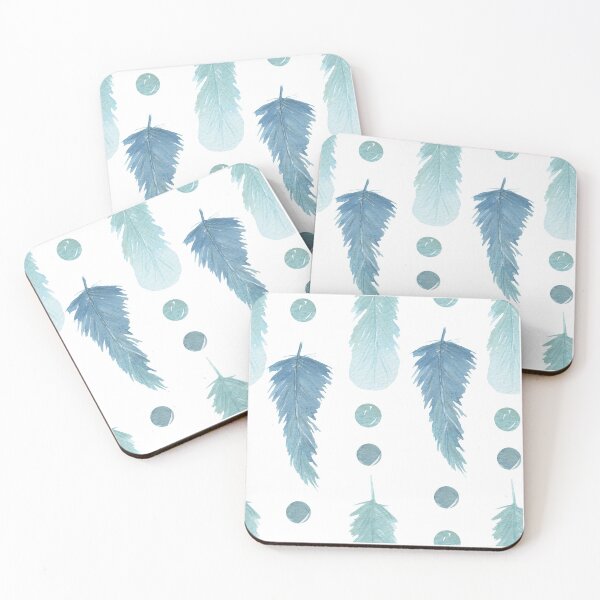 Item preview, Pretty & Girly Rainbow Pastel Bohemian Feathers Watercolor | Teal Blue | Pretty Face Masks Dust Masks  designed and sold by rdorsey8.