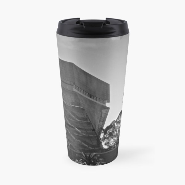 De Young Museum in Black and White Travel Mug