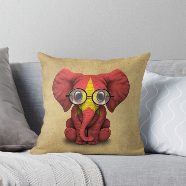 Item preview, Baby Elephant with Glasses and Vietnamese Flag designed and sold by JeffBartels.