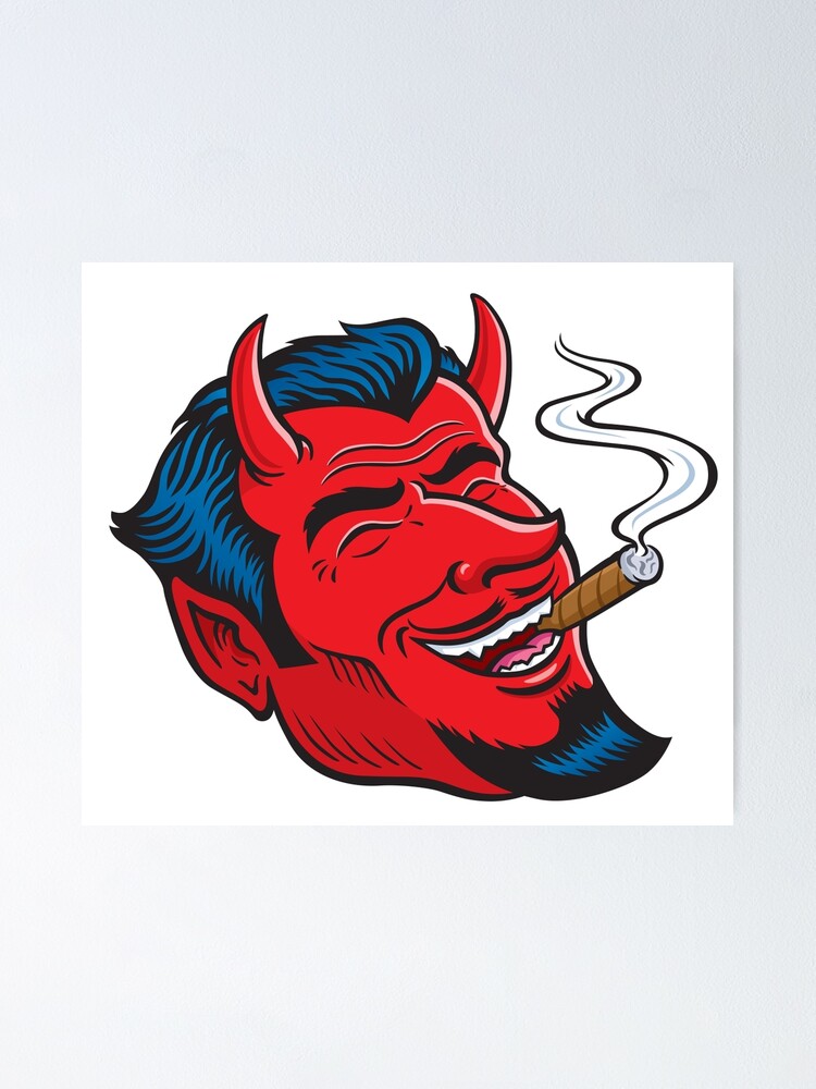 Laughing Devil Smoking Cigar | Poster