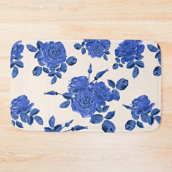 Item preview, Beautiful seamless blue roses pattern on light beige designed and sold by fuzzyfox.
