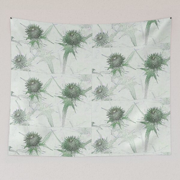 Item preview,  Green thistle, ink and watercolour style pop art designed and sold by Latch Farm  Studios.