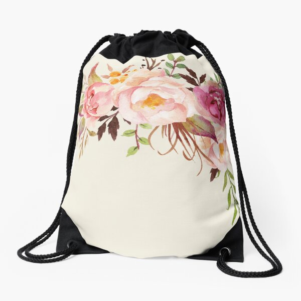 Romantischer Aquarell-Blumenstrauß Turnbeutel