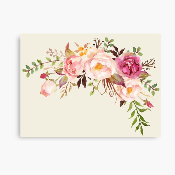 Romantic Watercolor Flower Bouquet Canvas Print