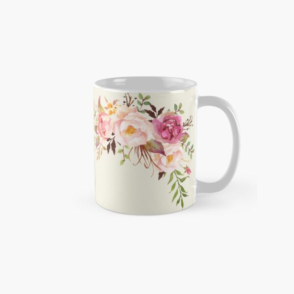 Bouquet de fleurs aquarelle romantique Mug classique