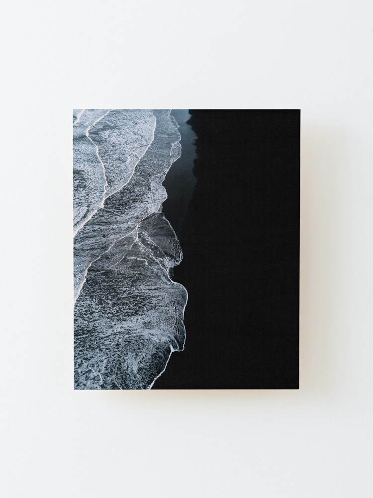 Alternate view of Minimalist waves and black sand beach in Iceland - Landscape Photography Mounted Print