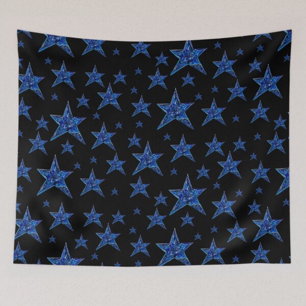 Item preview, Starry Night - Blue and Silver Stars on an Inky Background designed and sold by Maddy Bennett.