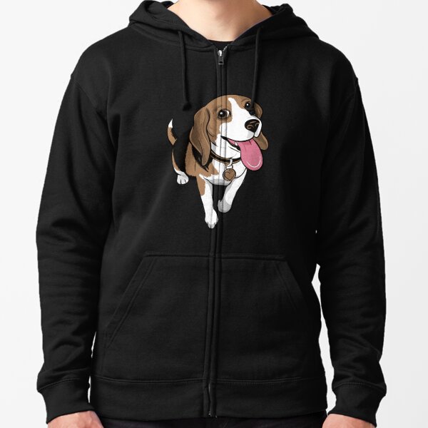 Beagle Cartoon Shirt Funny Beagles Dogs Stickers Zipped Hoodie