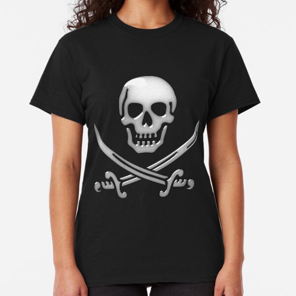 Glassy Pirate Skull & Sword Crossbones Classic T-Shirt
