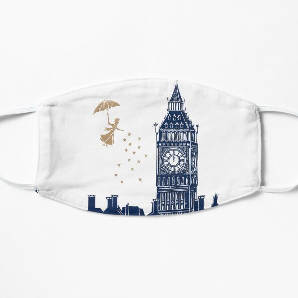 Mary Poppins and Big Ben Linocut Flat Mask