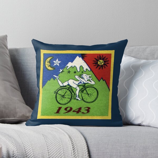 Albert Hoffman LSD Bicycle Day Throw Pillow