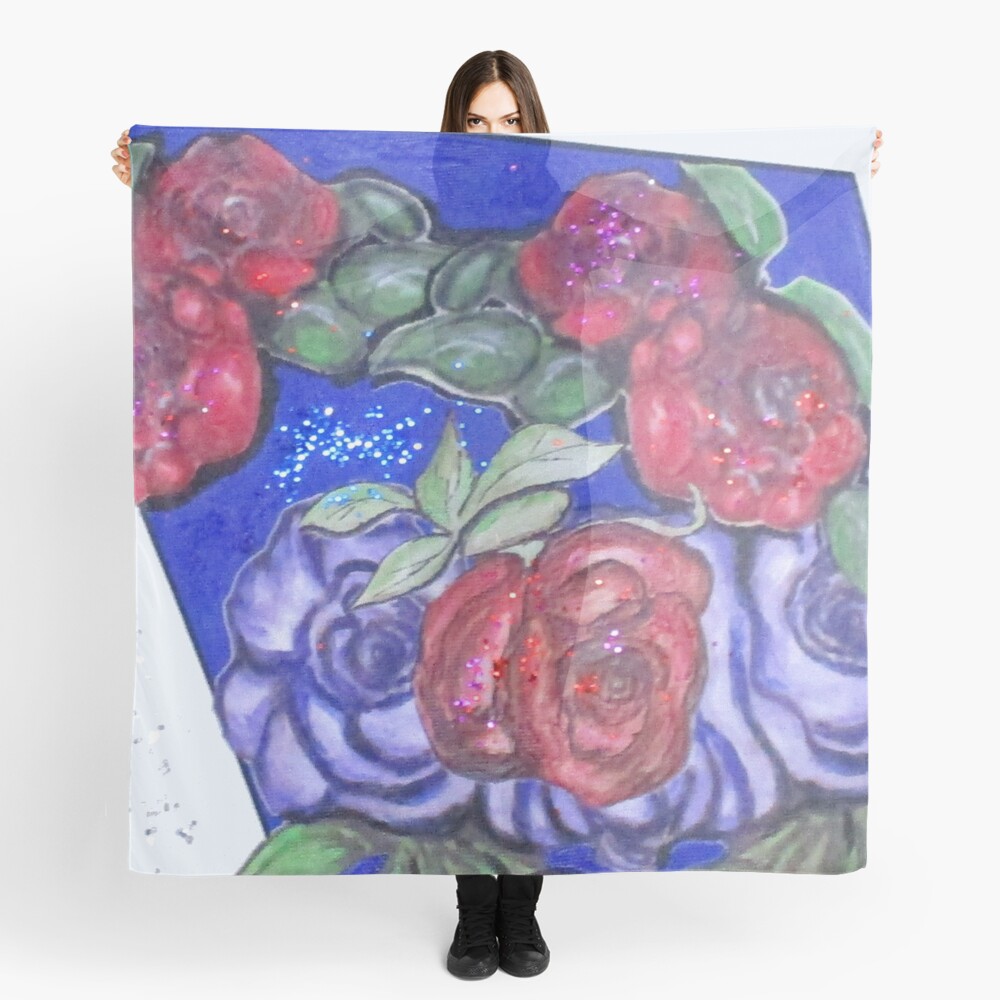 Roses And Blue Scarf