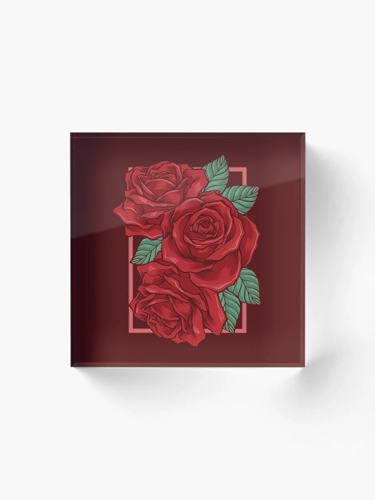 Aperçu 1 sur 5. Bloc acrylique avec l'œuvre Roses Rouges créée et vendue par OtterFactory.
