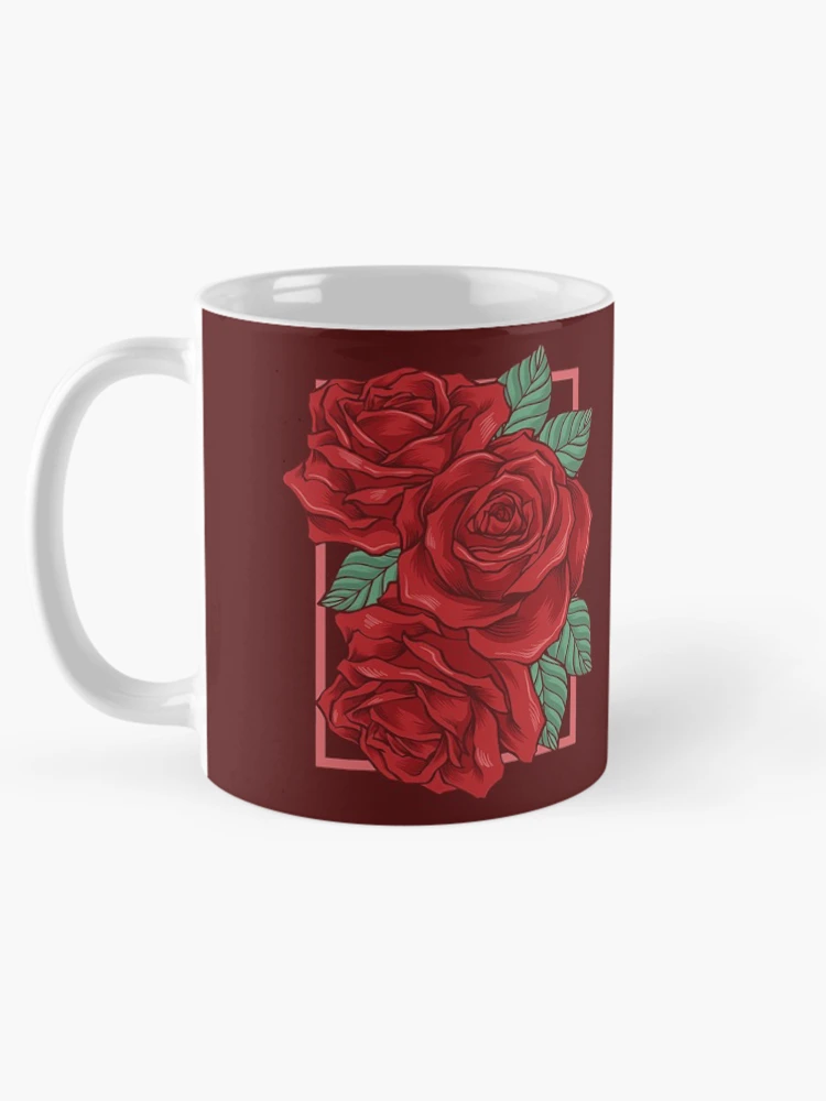 Aperçu 5 sur 6. Mug à café avec l'œuvre Roses Rouges créée et vendue par OtterFactory.