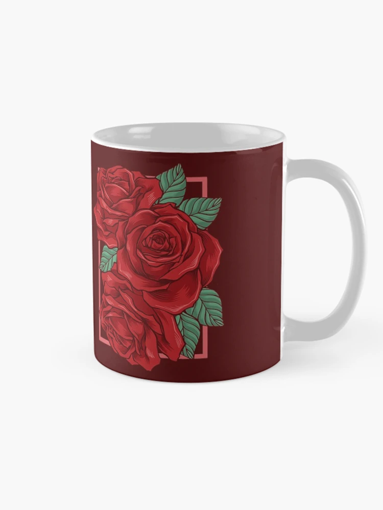 Aperçu 3 sur 6. Mug à café avec l'œuvre Roses Rouges créée et vendue par OtterFactory.