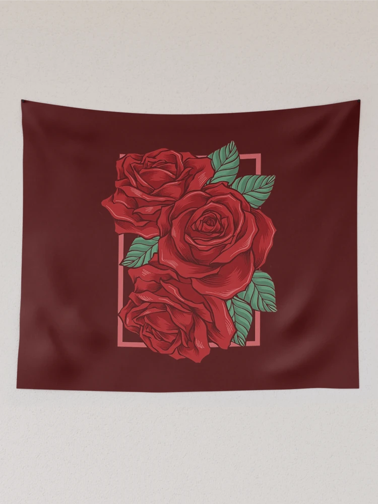 Aperçu 2 sur 3. Tentures avec l'œuvre Roses Rouges créée et vendue par OtterFactory.