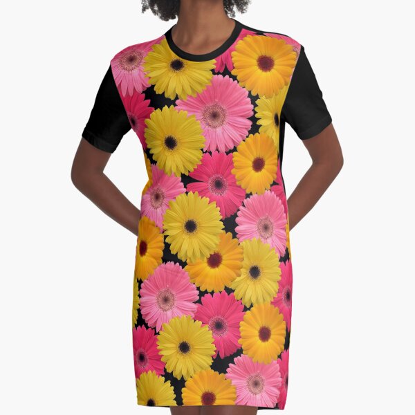 Gerbera Blumen T-Shirt Kleid