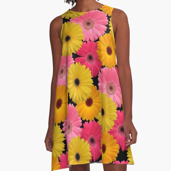 Gerbera Blumen A-Linien Kleid