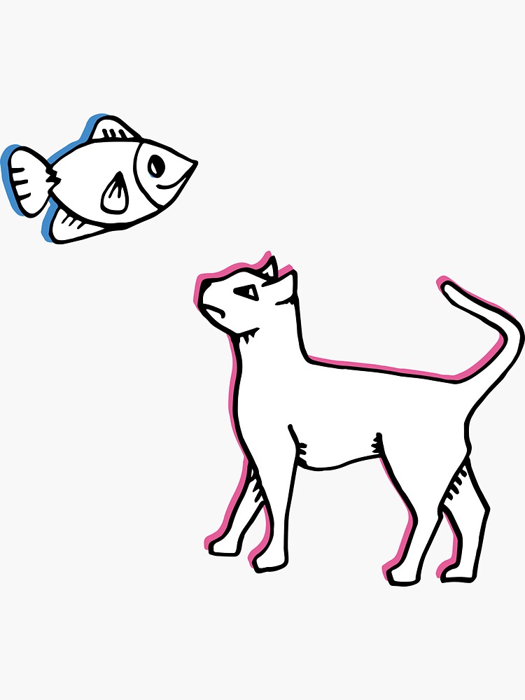 "Cats and fish II" Sticker by Jennystorch Redbubble