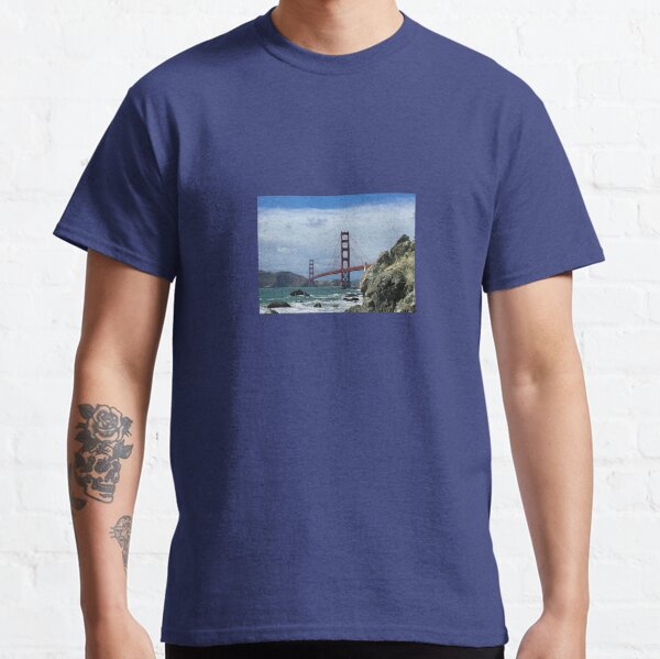 Golden Gate Bridge With Rocks Classic T-Shirt