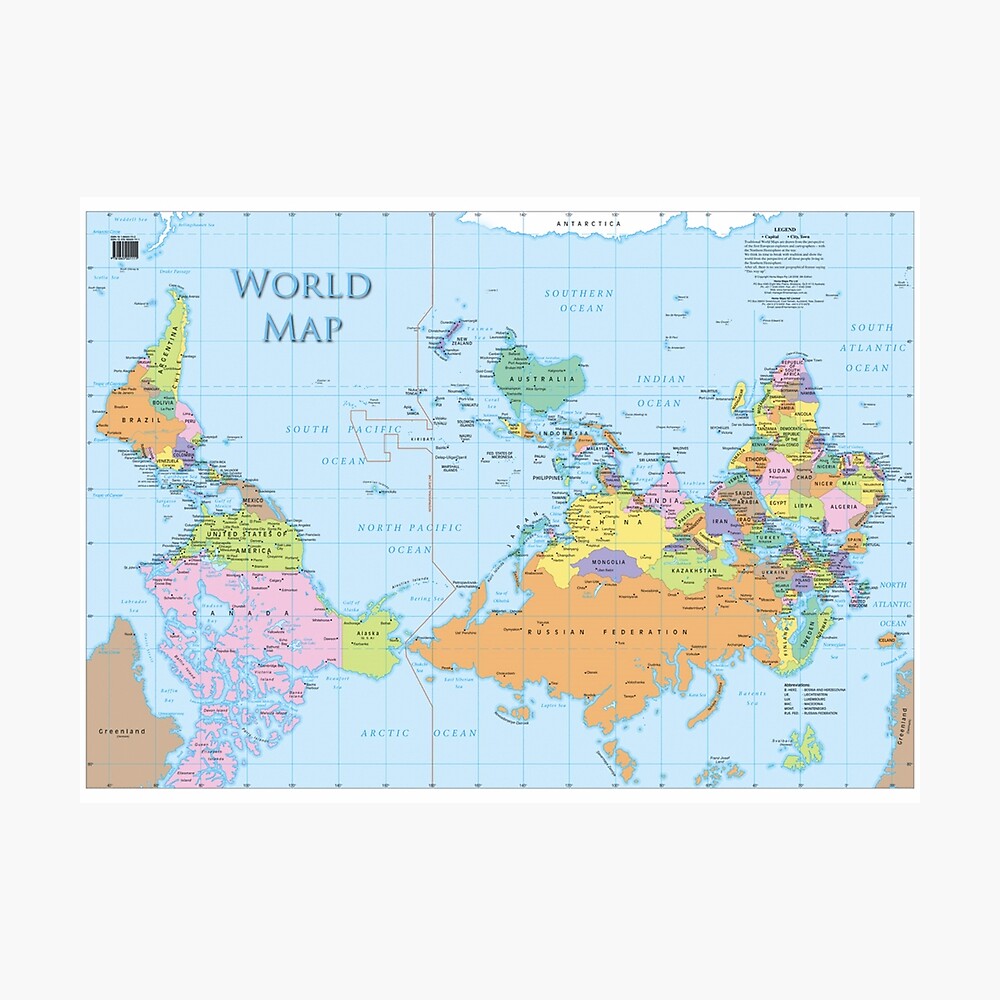 Poster Carte Du Monde A L Envers Par Aislingodonnell Redbubble