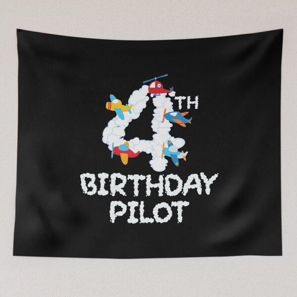 Item preview, 4th Birthday Pilot 4 Years Old Aviator Kid B-day Party graphic designed and sold by Grabitees.