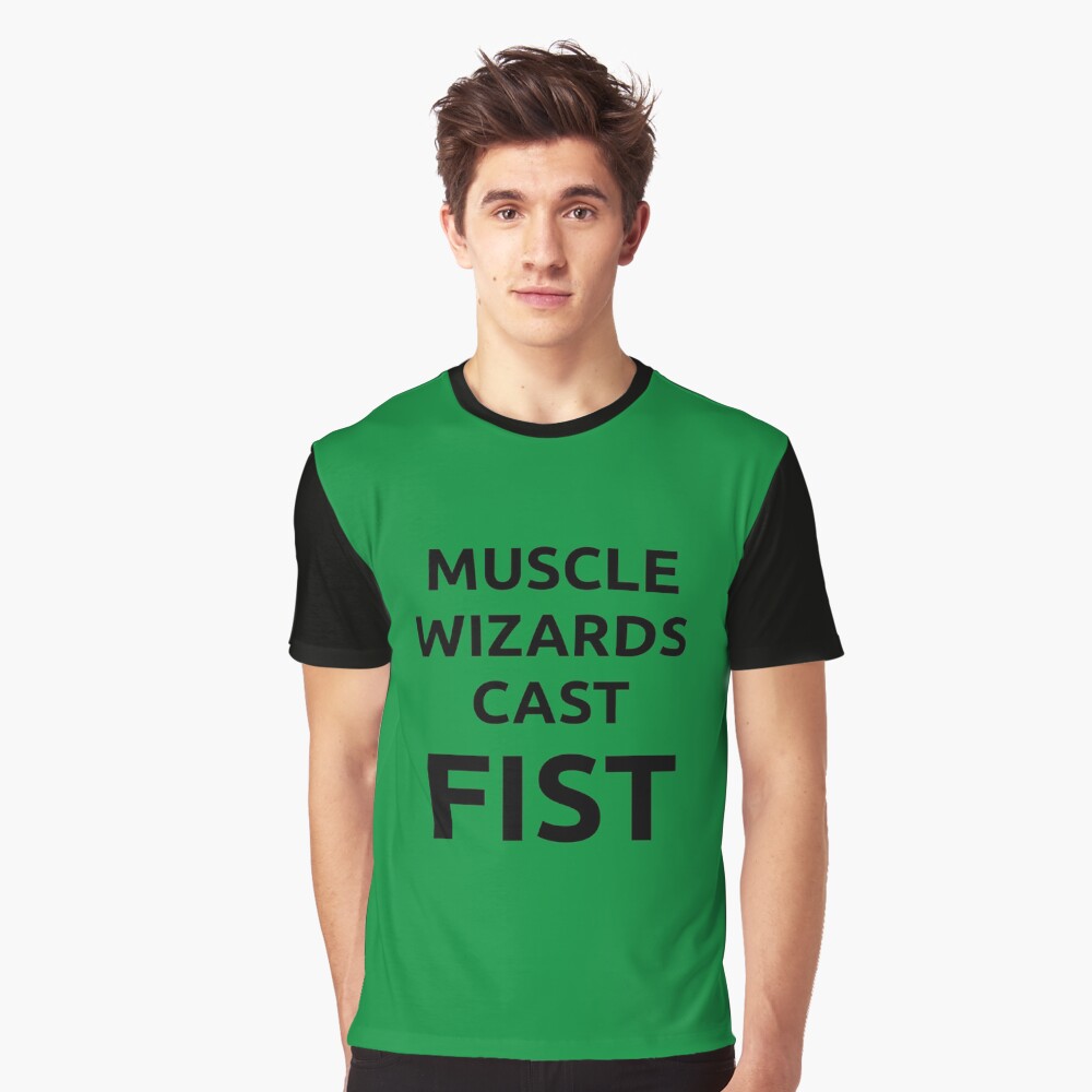 muscle wizard cast fist shirt