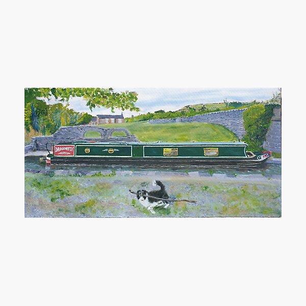 Hoof with his narrowboat Dragonfly at Bugsworth basin Photographic Print