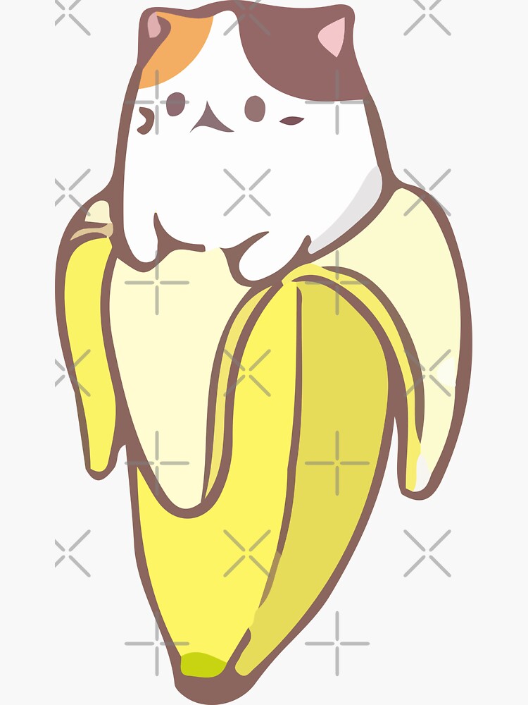 Kawaii Bananya Banana Anime Cat Anime Sticker By Migii Redbubble