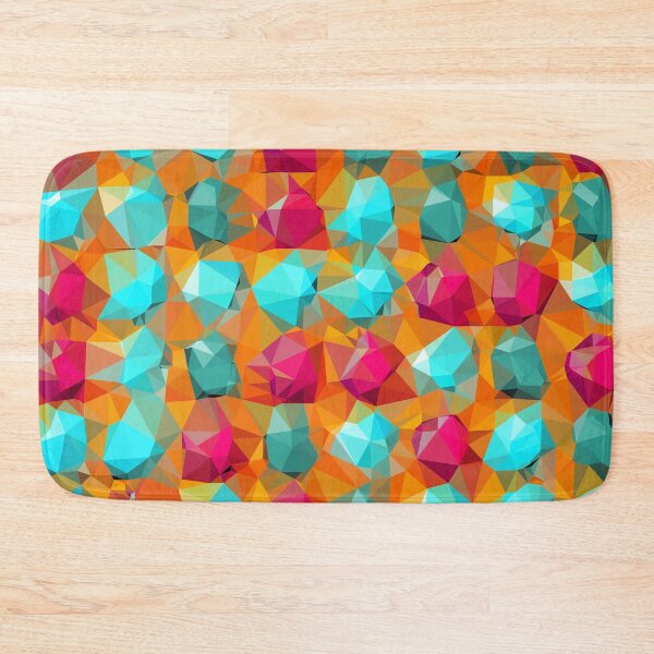 Item preview, geometric polygon abstract pattern in orange pink green designed and sold by Mrvell.