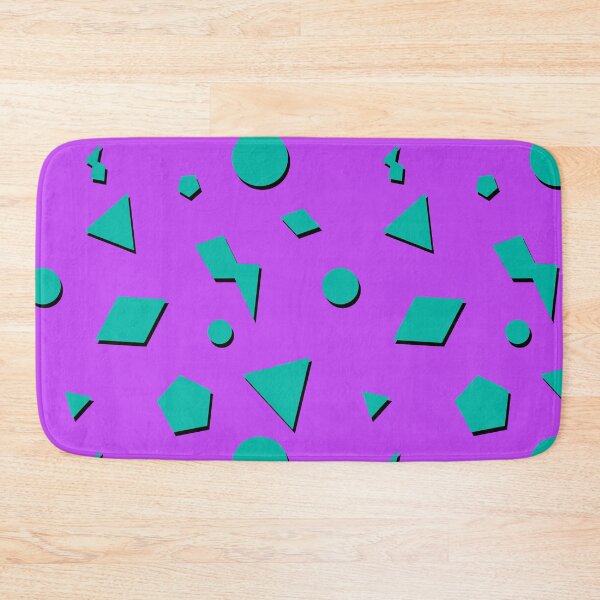 Teal 90s Shape Pattern Bath Mat