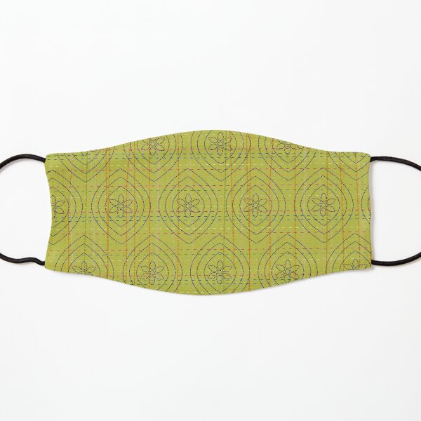 Hand Stitched on Lime Green Ground Kids Mask