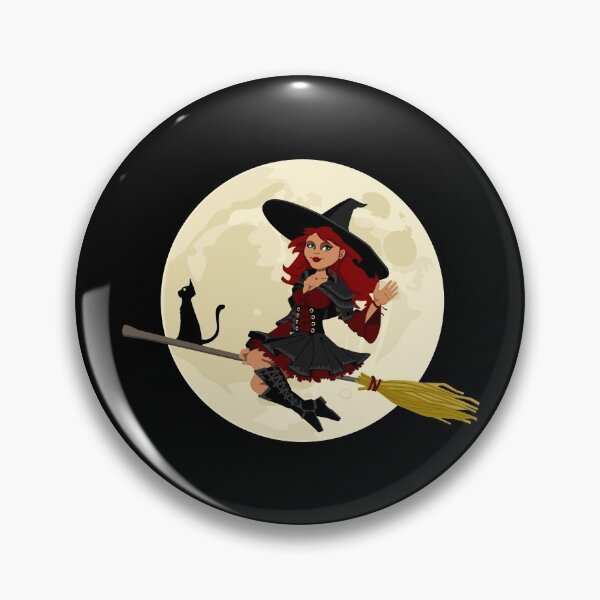 Item preview, Good Witch With Black Cat On Broomstick Waving Hello designed and sold by MonkeyBusinessC.