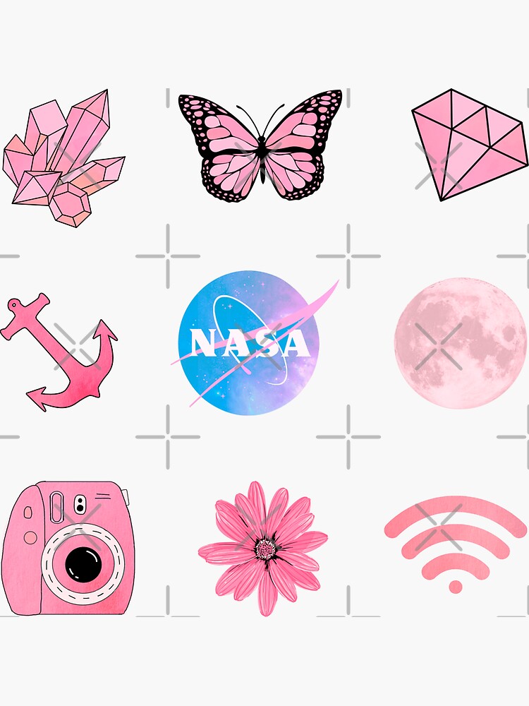 Sheet of Mini Stickers - Pink Aesthetic Stickers - SMALL miniature 1 x 1  Water Bottle Stickers - VSCO Stickers - Phone Case Stickers - Laptop