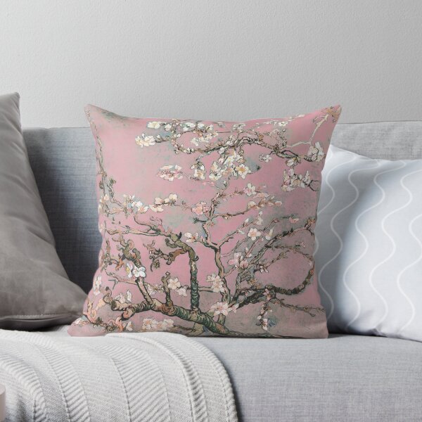 Almond Blossom - Vincent Van Gogh (pink pastel) Throw Pillow