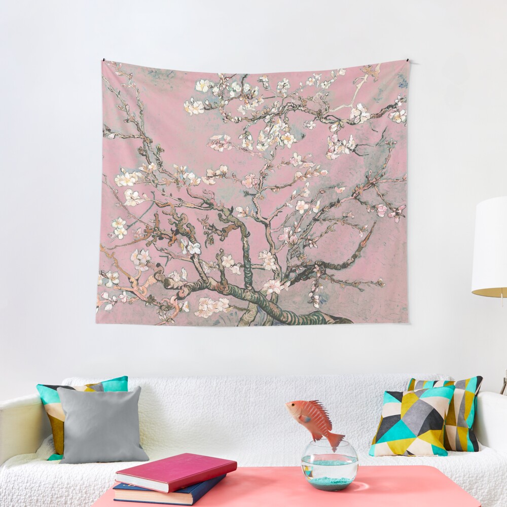 Almond Blossom - Vincent Van Gogh (pink pastel) Tapestry