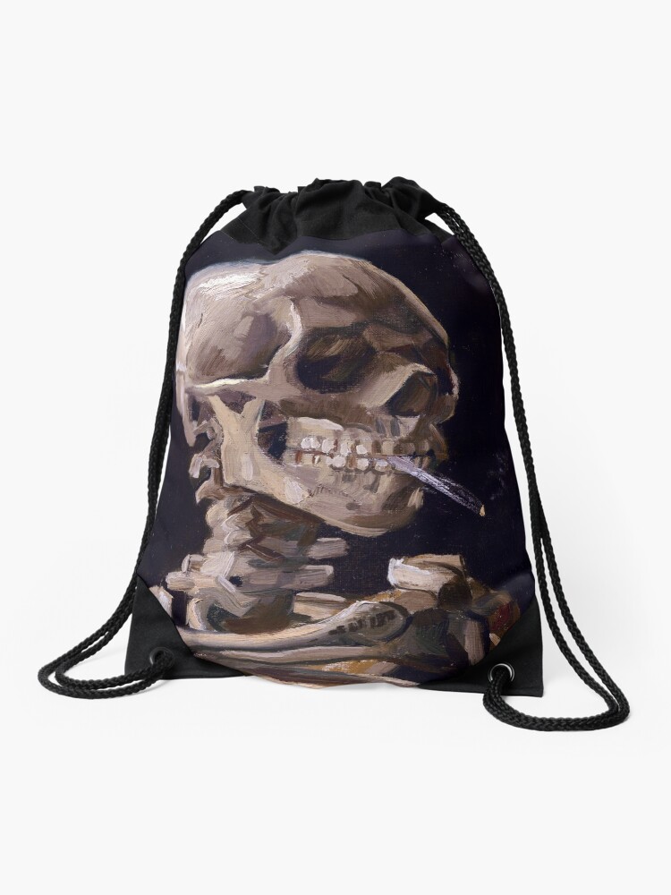 skull drawstring bag