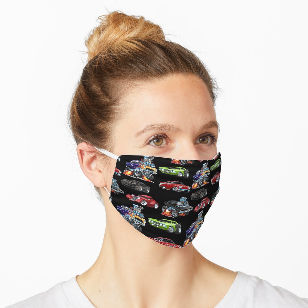 Hot Rods and Muscle Cars Seamless Repeating Pattern Mask