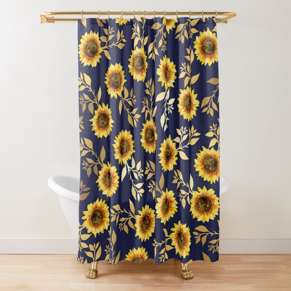 Farmhouse Bee Gnomes Watercolor Sunflower Shower Curtain Set