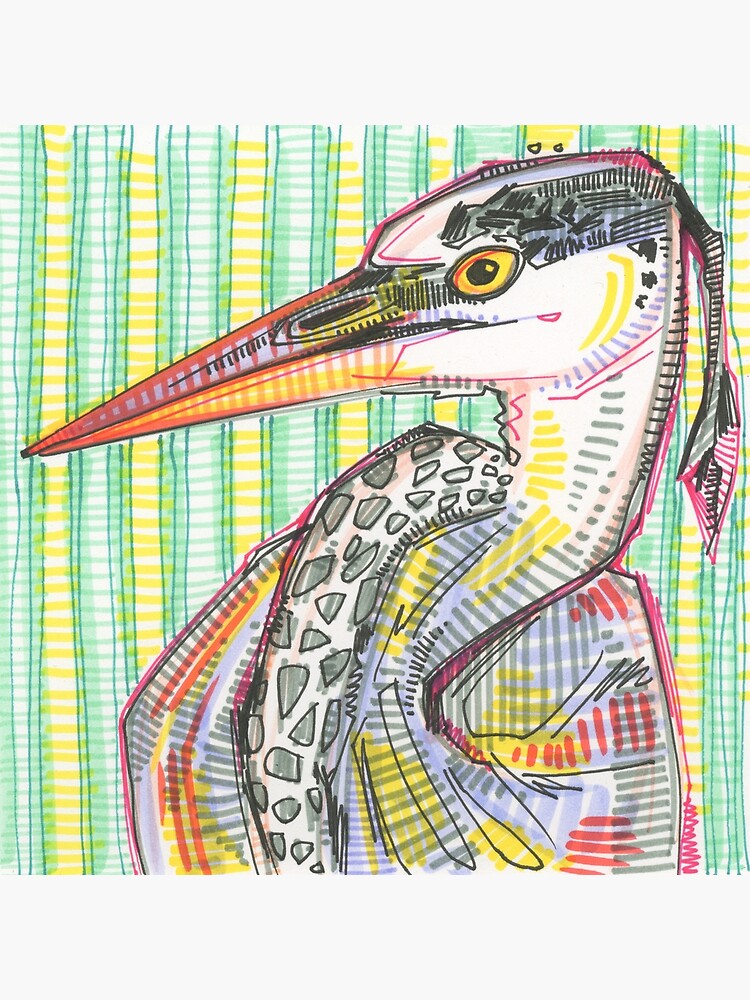 Heron Drawing - 2015 by gwennpaints