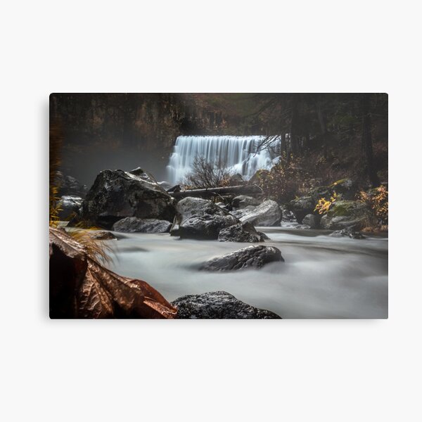 End of Fall waterfall photograph Metal Print