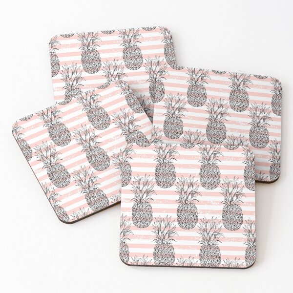 Item preview, Pattern pineapple stripes summer pastel pink designed and sold by PandaPope.