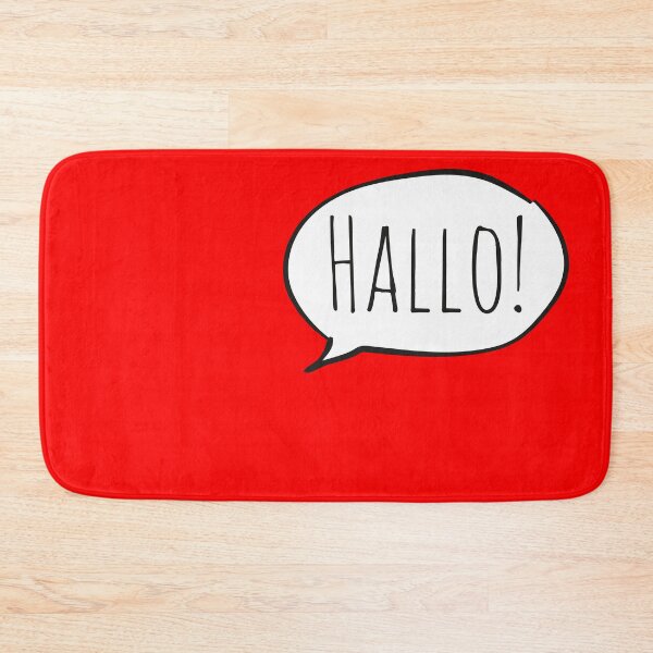 Item preview, Cheerful HALLO! with white speech bubble on red (Deutsch / German) designed and sold by Ofeefee.